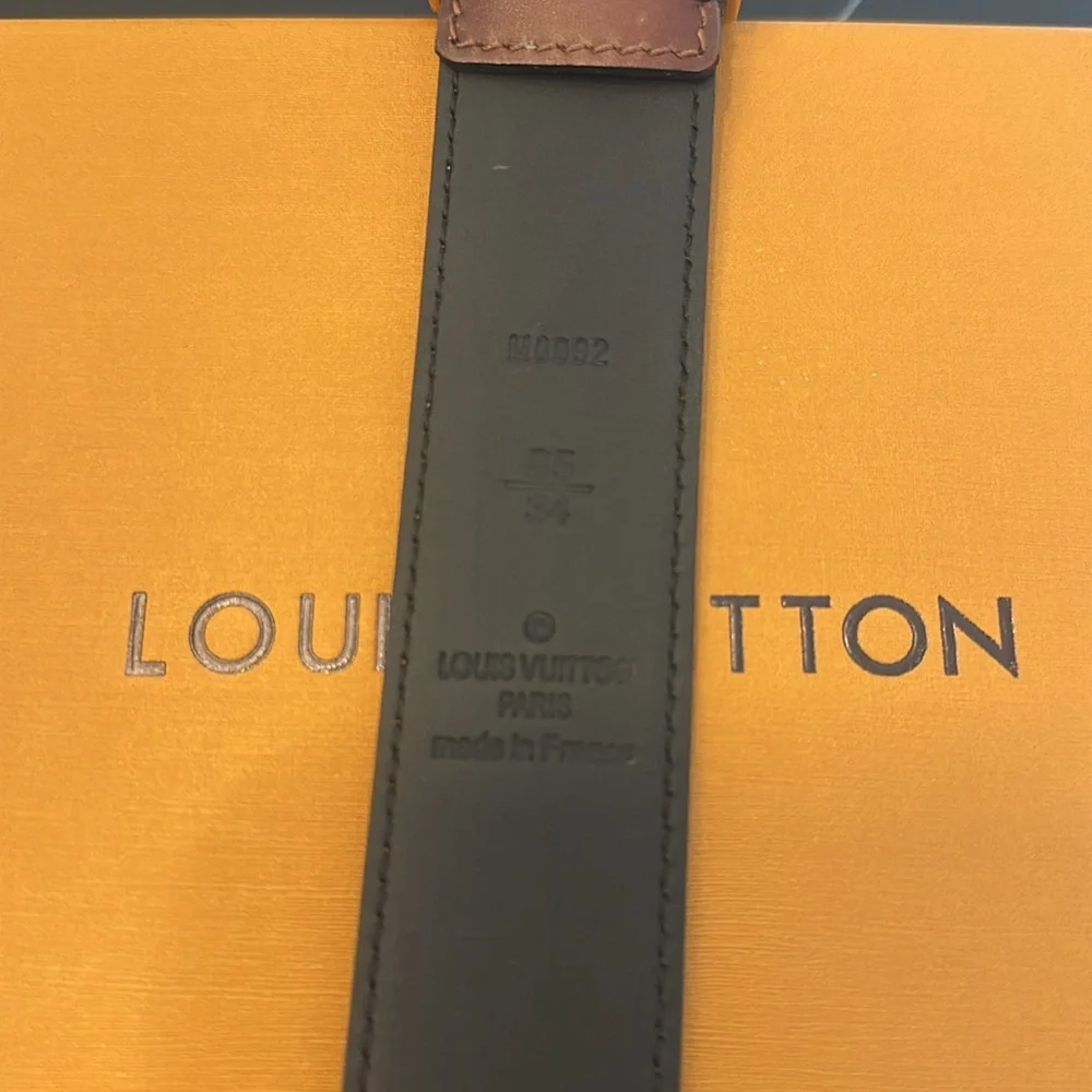Louis Vuitton Pont Neuf 35mm Brown Calf Leather Belt M0092 Size 95/38